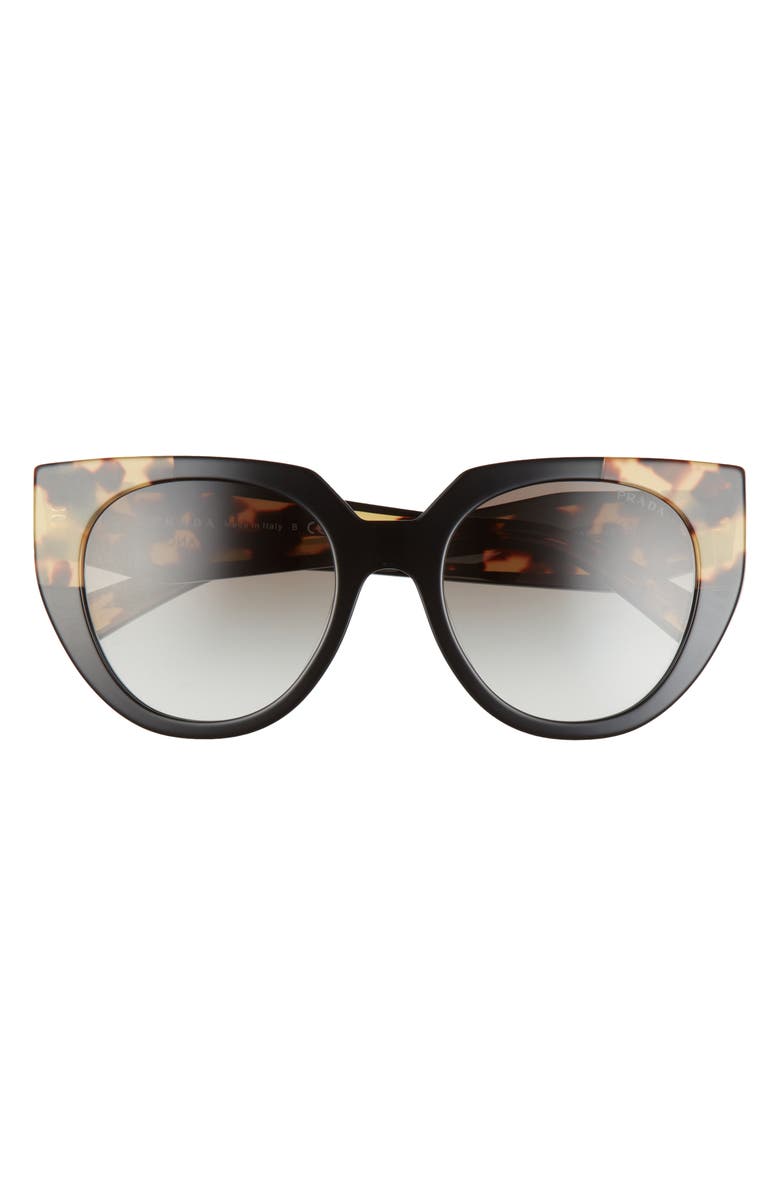Prada 52mm Cat Eye Sunglasses, Main, color, Black/ Tortoise/ Grey Gradient