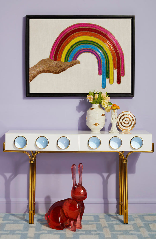 Jonathan Adler Gilded Gala Round Vase In White