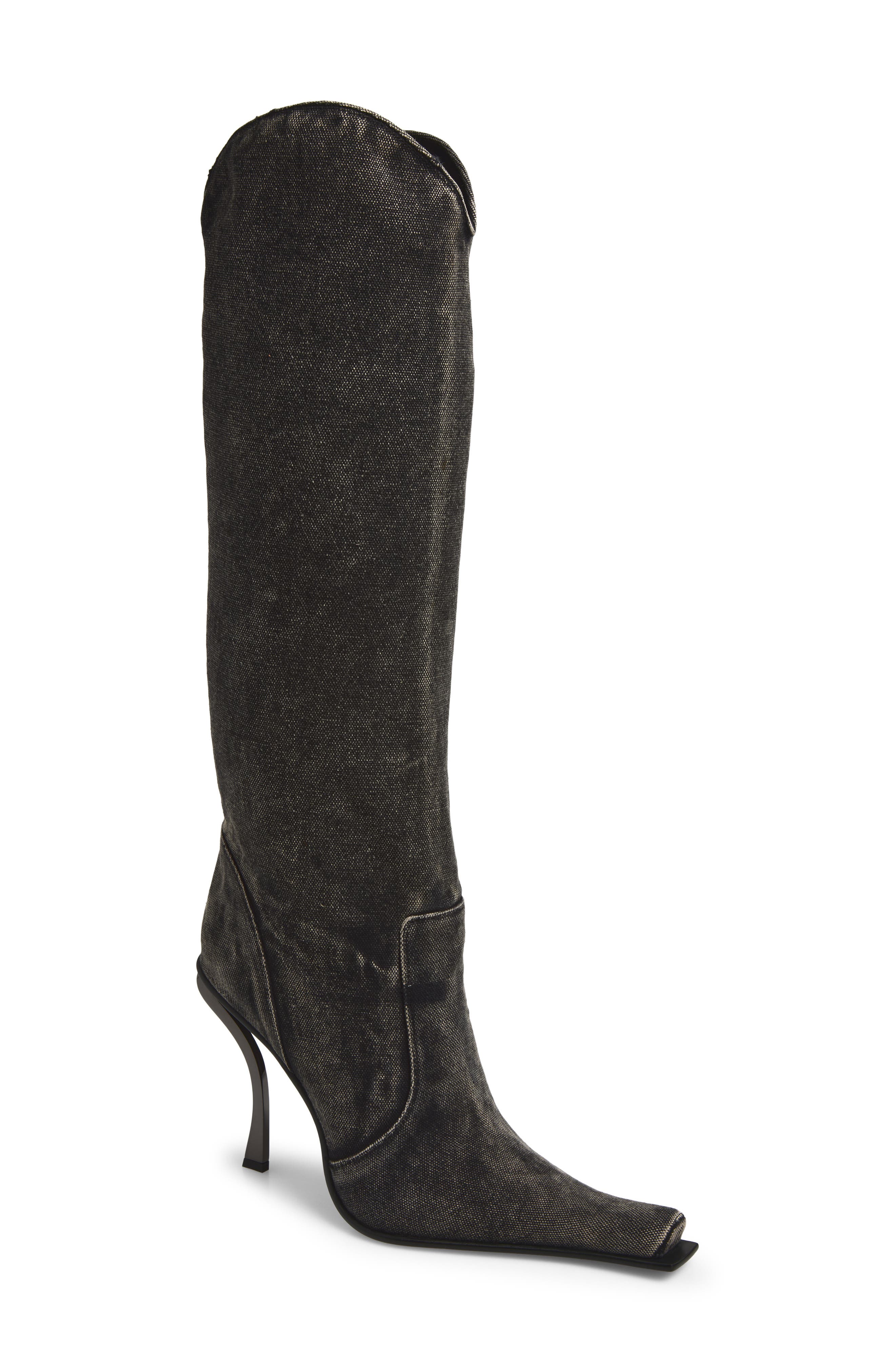 Dulcimer Knee High Boot, Main, color, BLACK DENIM