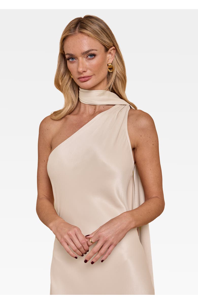 Maids to Measure Cressida Satin Asymmetric Dress, Alternate, color, Champagne Ivory