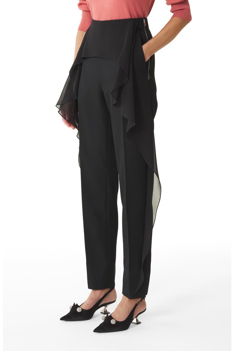 Frilled Wool Pants, Alternate, color, Black