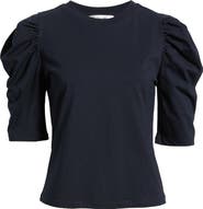 FRAME The Drape Puff Sleeve Organic Cotton Top