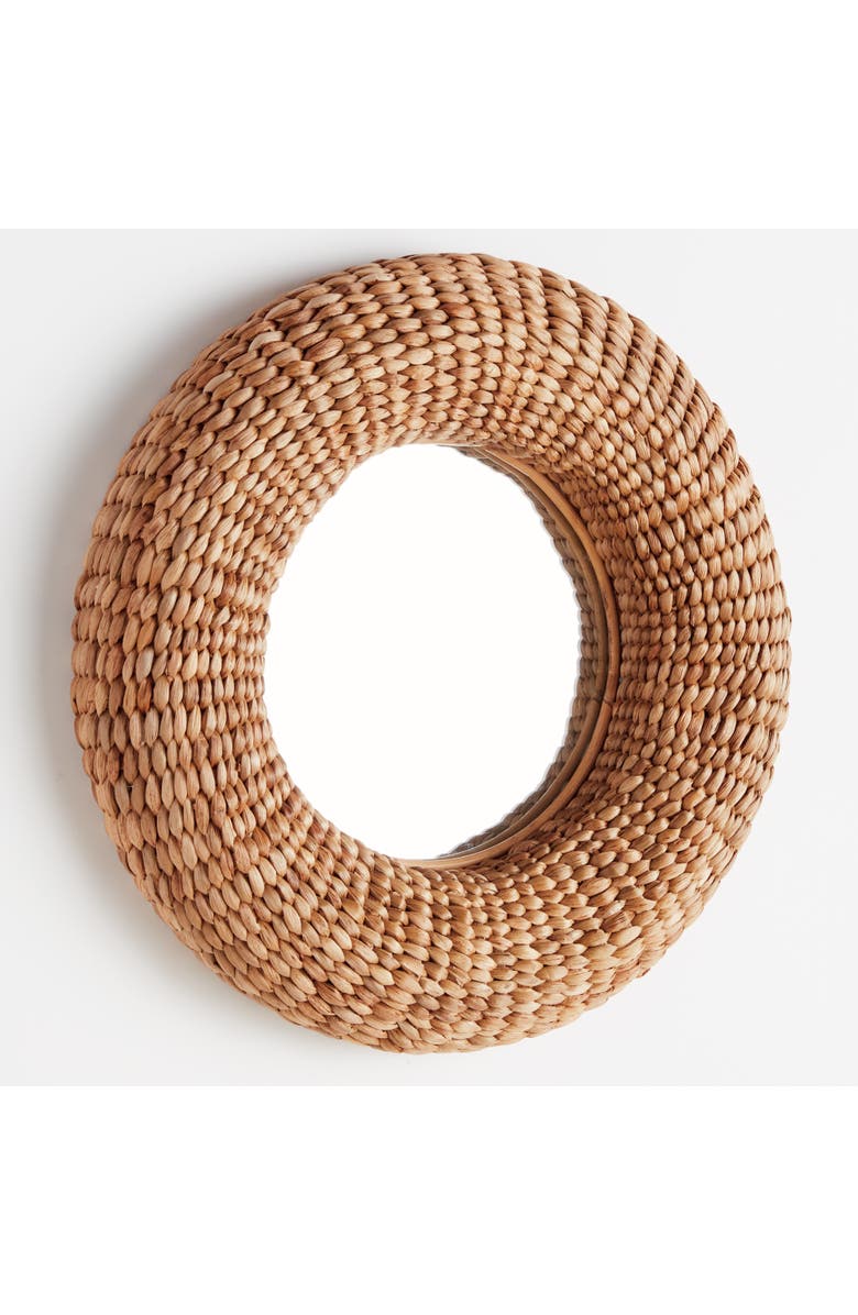 Napa Home & Garden Ellery Natural Framed Round Decorative Wall Mirror, Alternate, color, Yellow