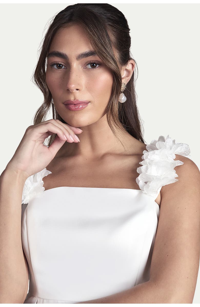 Coast 3D Floral Bardot Bridal Mini Dress, Alternate, color, Ivory