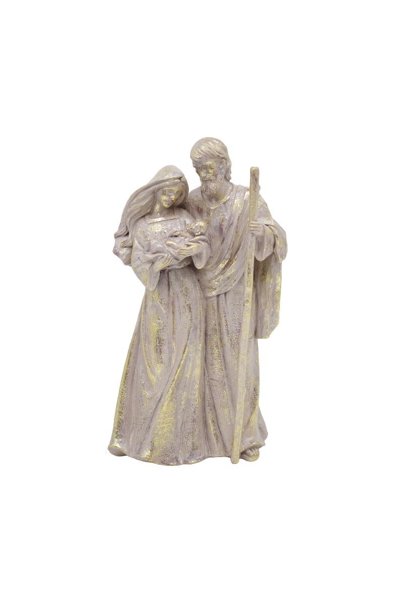 Transpac Gold Standing Holy Family Nativity Scene Figurines Decor, Main, color, Gold