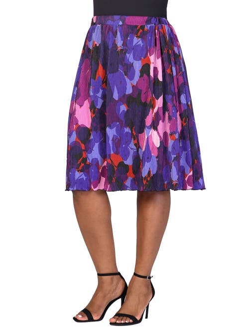 24seven Comfort Apparel Pleated Elastic Waistband Party Midi Skirt In Multi
