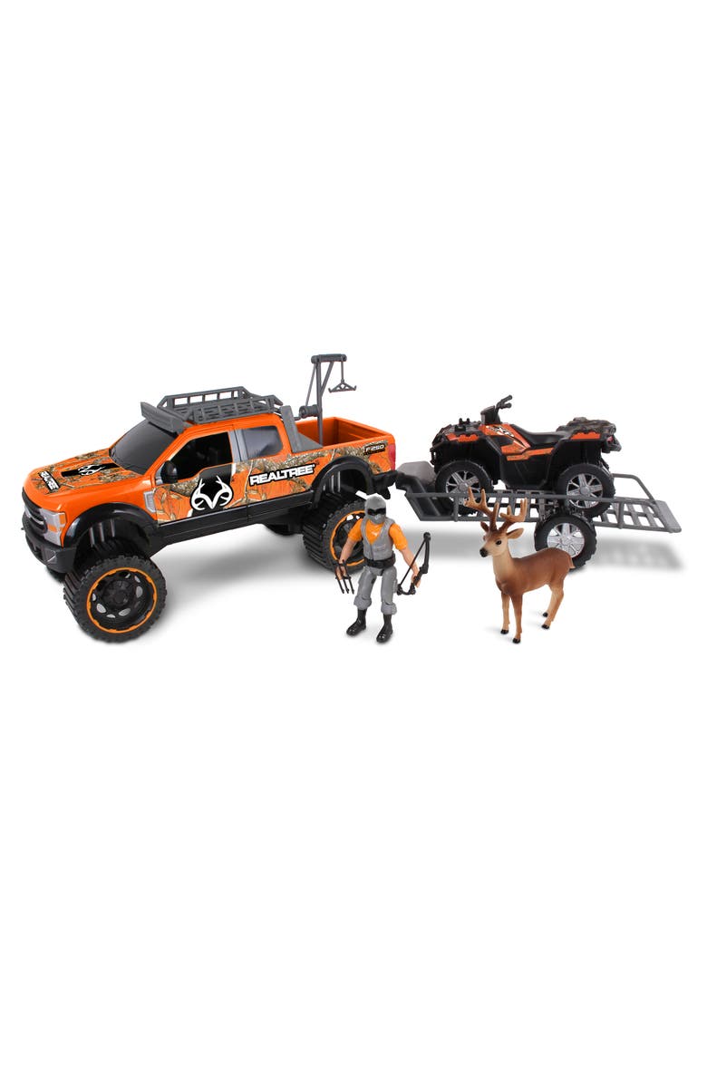 REALTREE 10Pc Hunting Playset Ford F250 W/ Buck 118 Scale, Set W/ Hunter, Main, color, 