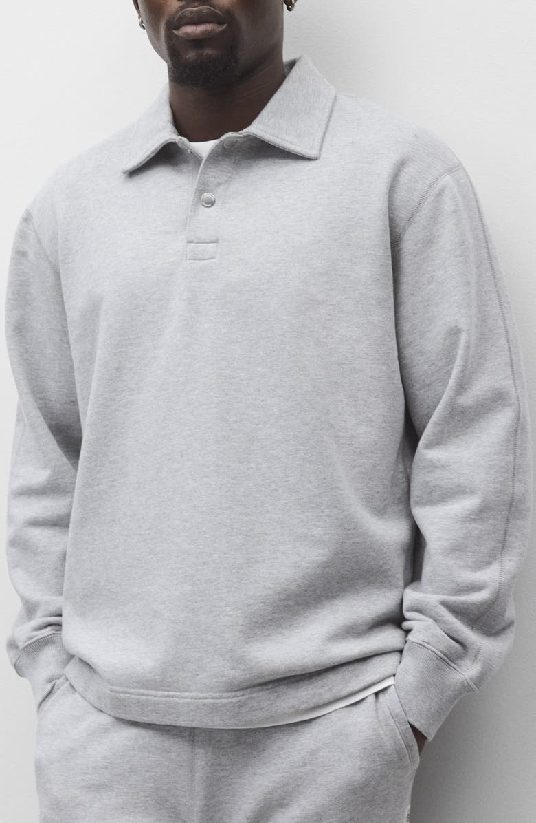 Reigning Champ Midweight Terry Rugby Sweatshirt, Main, color, Heather Grey