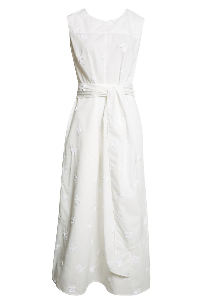 Evelyn Sequin Embroidered Poplin Midi Dress, Alternate, color, IVORY