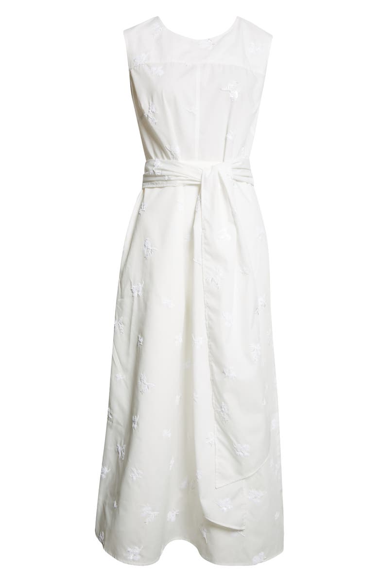 ST. JOHN Evelyn Sequin Embroidered Poplin Midi Dress, Alternate, color, Ivory