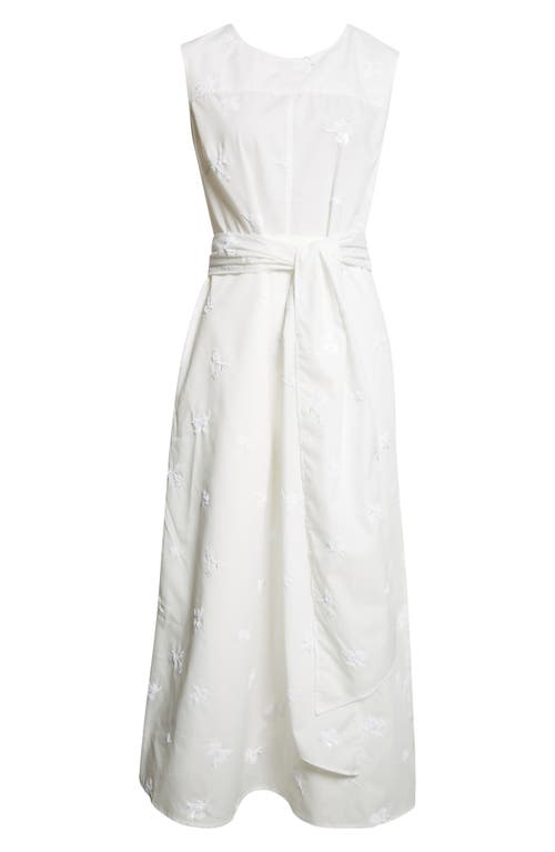 St John St. John Collection Evelyn Sequin Embroidered Poplin Midi Dress In White