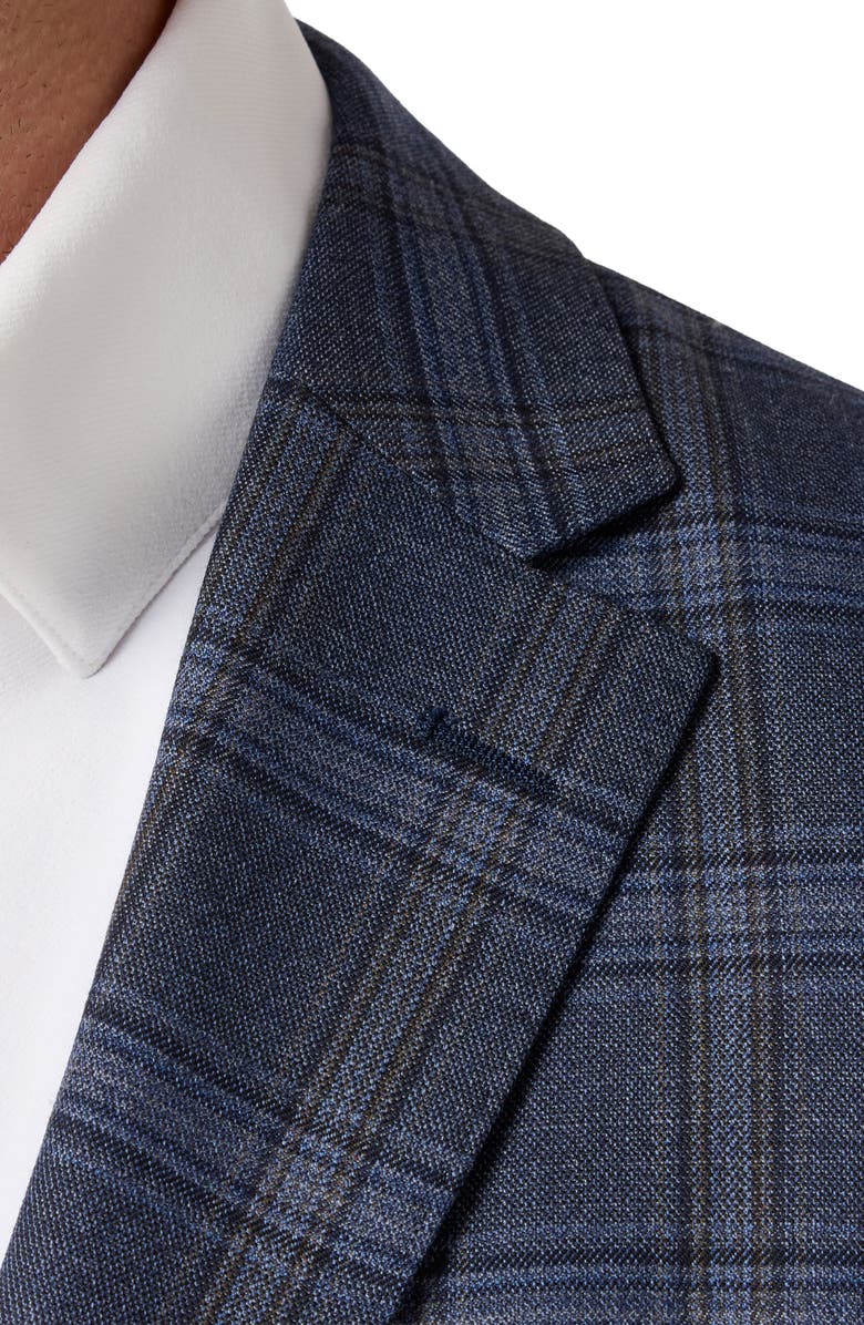 Mizzen+Main Lavelle Trim Fit Blue Plaid Wool Sport Coat, Alternate, color, Navy Multi Windowpane
