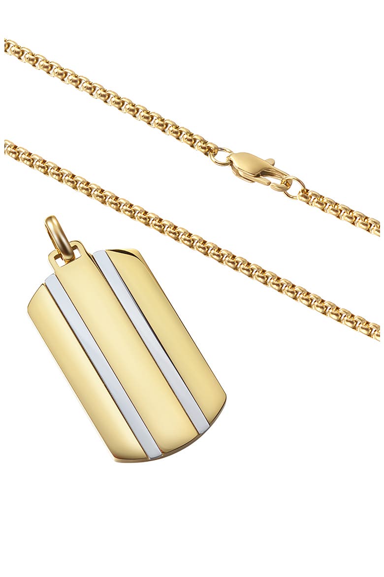 Men's Stripe Dog Tag Pendant Necklace, Alternate, color, GOLD