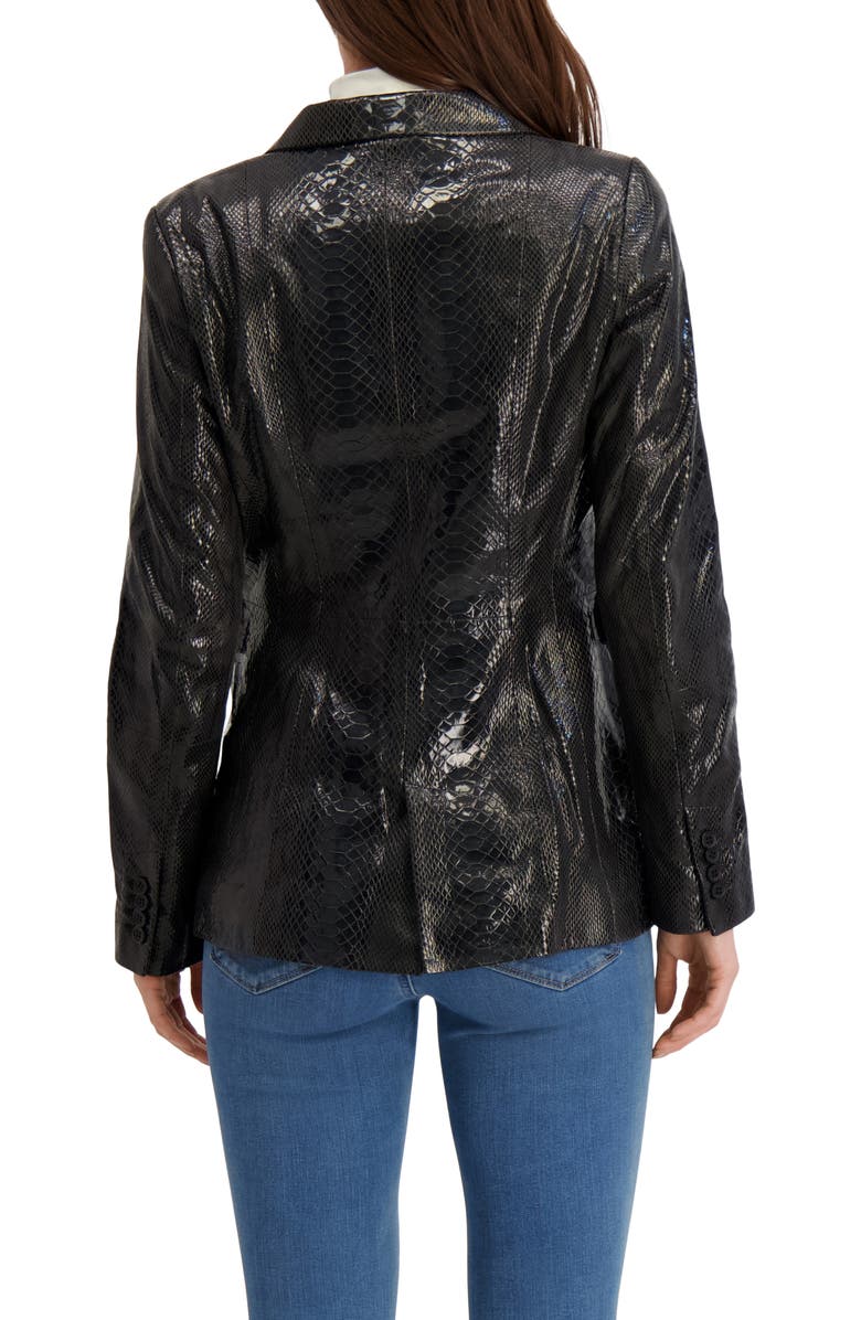 GORSKI Metis Suede Pythn Printed Single Breasted Blazer, Alternate, color, Anthracite