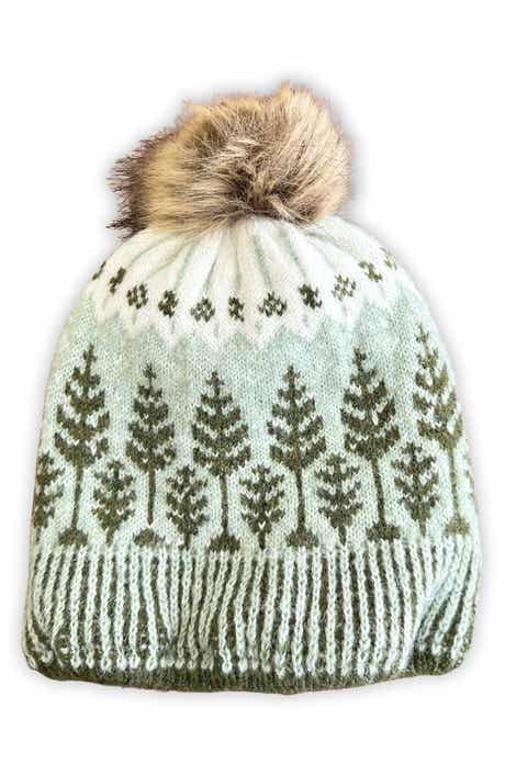 SAACHI Fair Isle Faux Fur Pompom Beanie