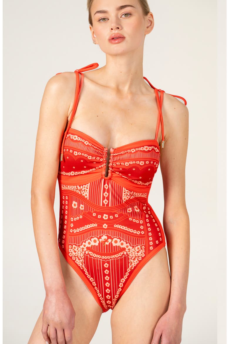 Sunset Safari Reversible One Piece Swimsuit, Main, color, Red