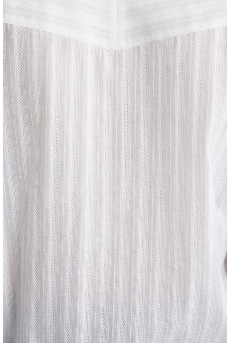 Bilmant Embroidered Stripe Cotton Muslin Button-Up Shirt, Alternate, color, WHT