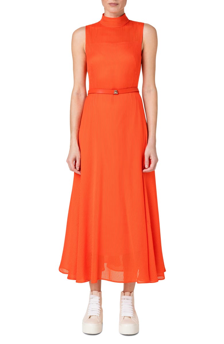 Akris Tonal Stripe Cotton & Silk Organza A-Line Dress, Main, color, 