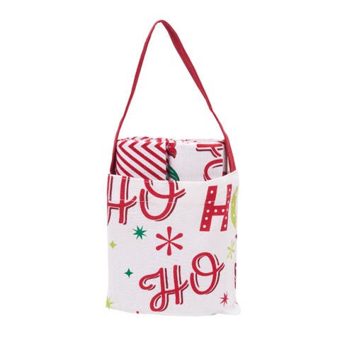 Ho Ho Ho Dishtowel & Tote Bag Gift Bundle Set of 3