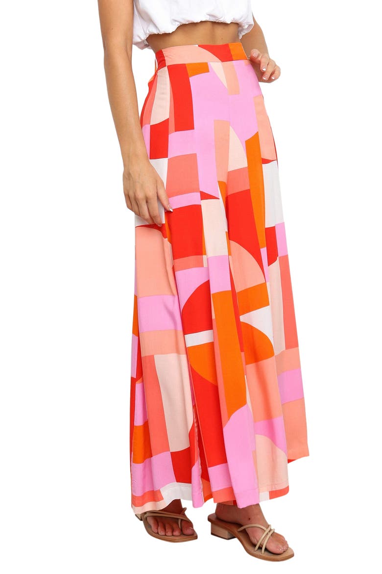 Pomoa Geo Print Wide Leg Pants, Alternate, color, PINK