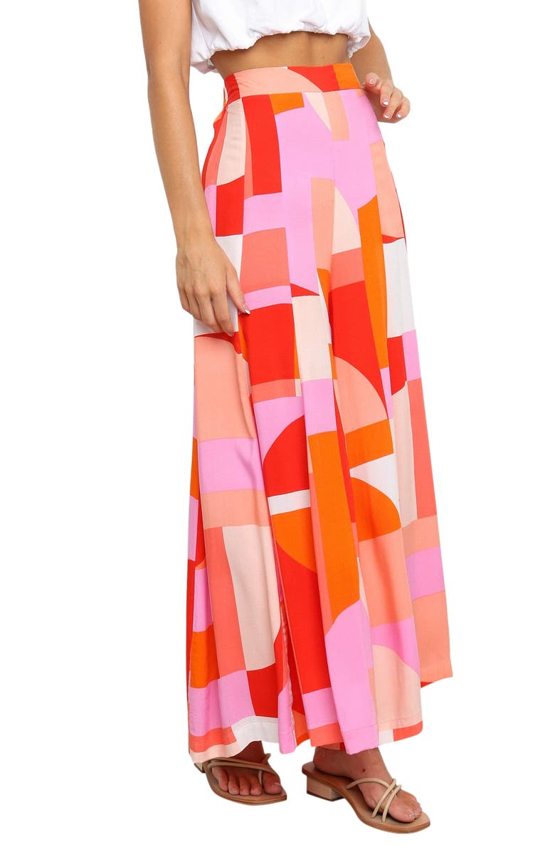 Petal & Pup Pomoa Geo Print Wide Leg Pants, Alternate, color, Pink