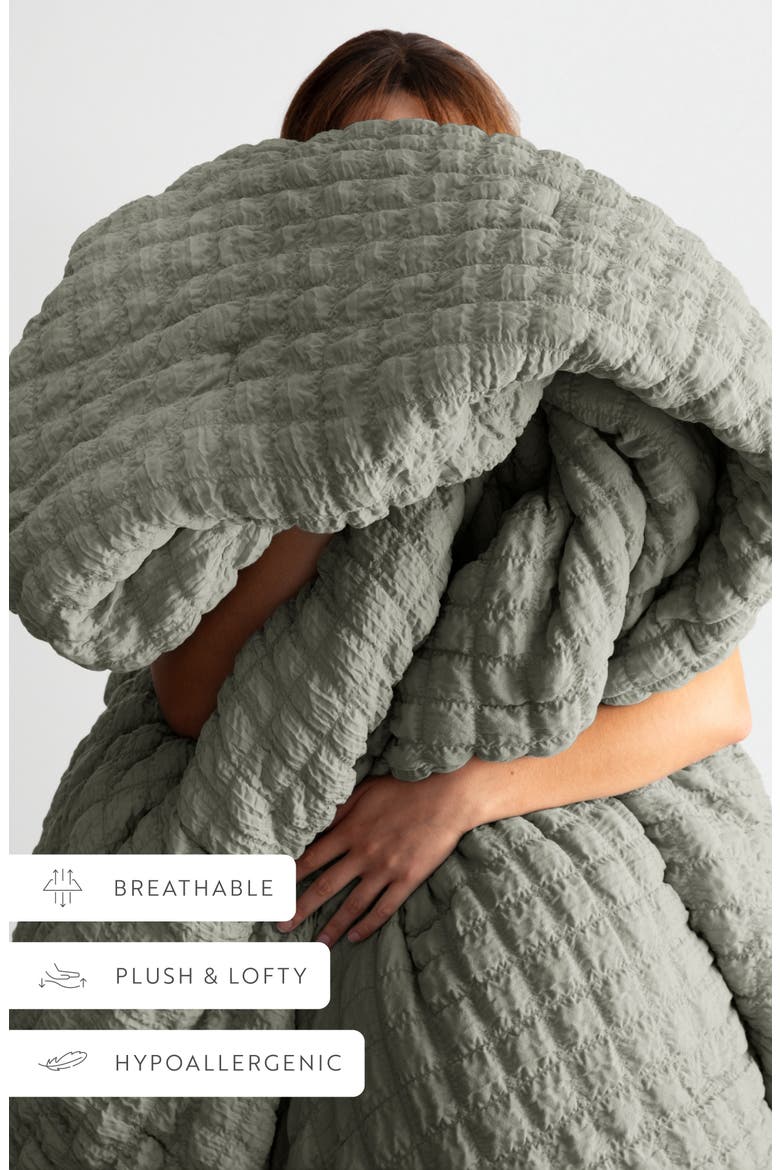 Seersucker Textured 3-Piece Comforter Set, Alternate, color, WILLOW