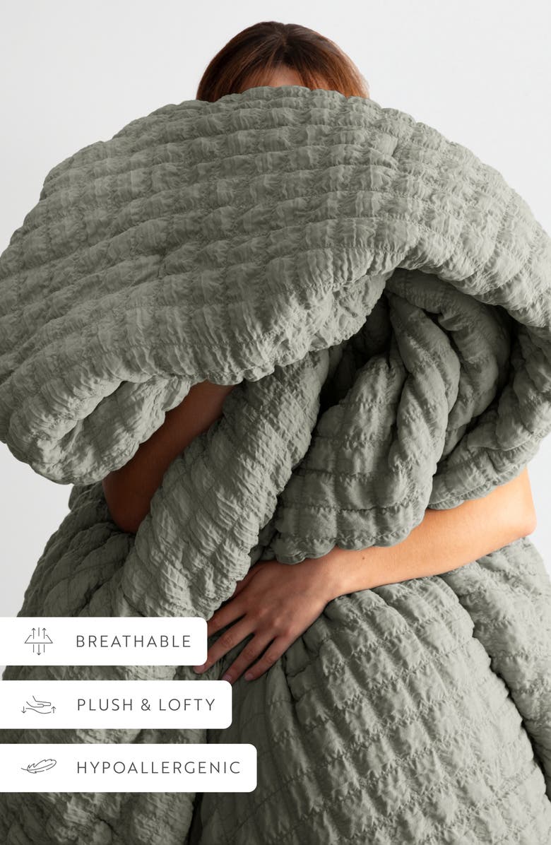 HOMESPUN Seersucker Textured 3-Piece Comforter Set, Alternate, color, Willow