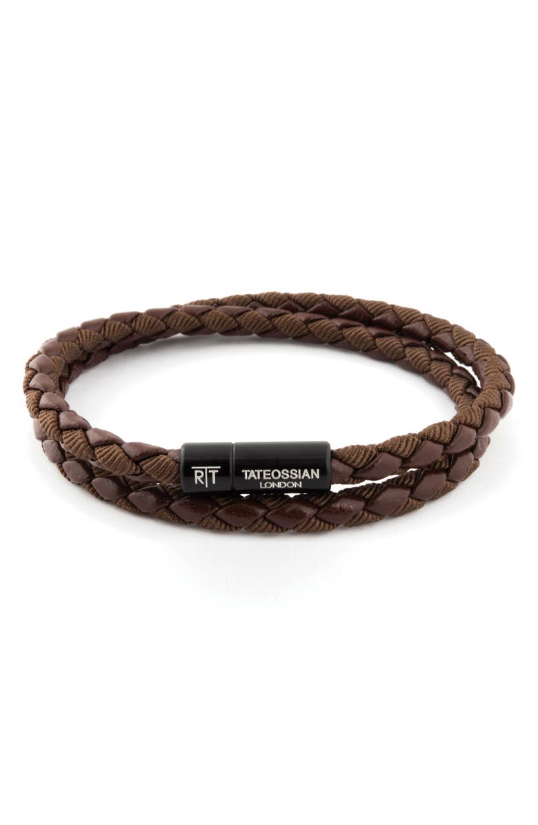 Tateossian Men's Chelsea Double Wrap Bracelet, Main, color, Brown