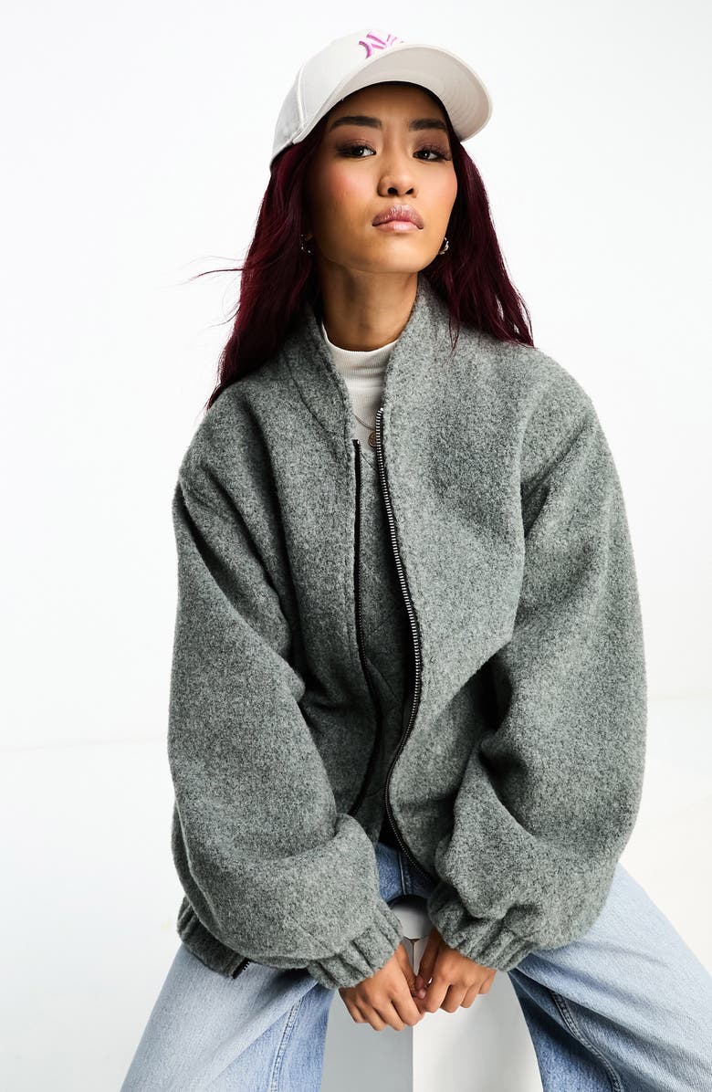 ASOS DESIGN Brushed Oversize Bomber Jacket, Main, color, 
