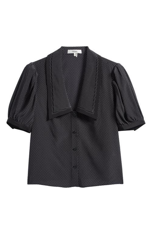 Shop Frame Silk Sailor Button-up Top In Black Multi