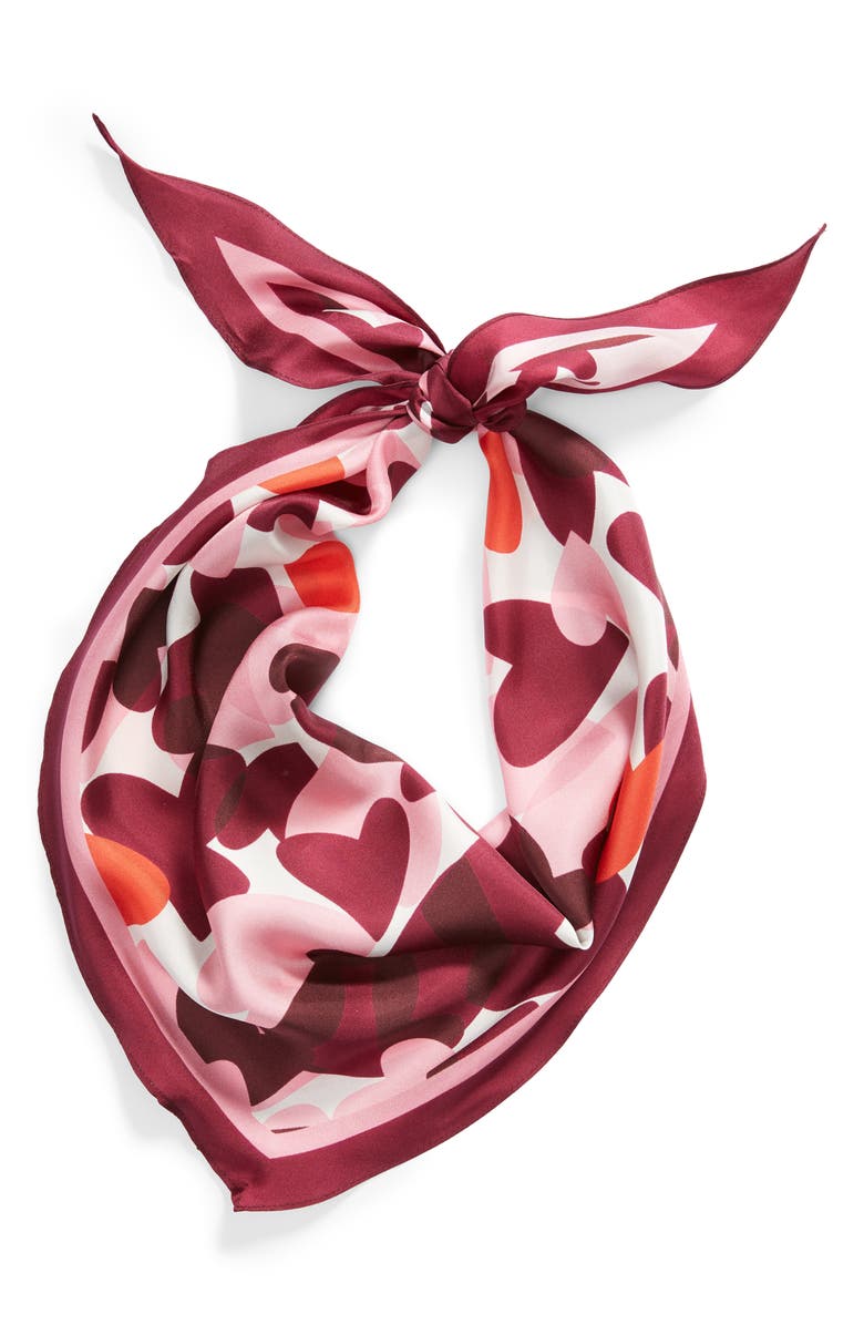 Kate Spade New York party hearts diamond silk scarf, Alternate, color, 