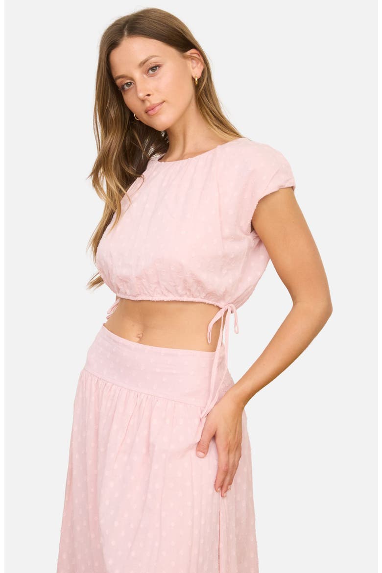Side Tie Swiss Dot Crop Top, Alternate, color, PINK