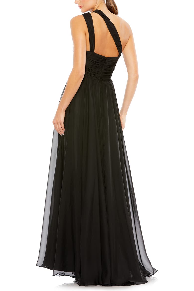 Stappy One-Shoulder A-Line Gown, Alternate, color, BLACK