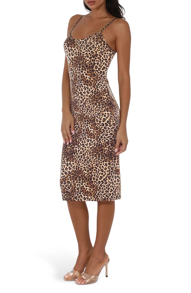 bebe Cheetah Print Scoop Midi Dress, Alternate, color, Cheetah