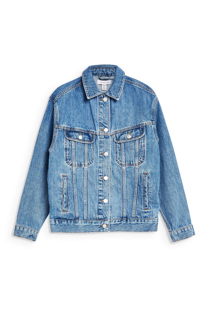 Oversized Denim Jacket, Alternate, color, MID DENIM