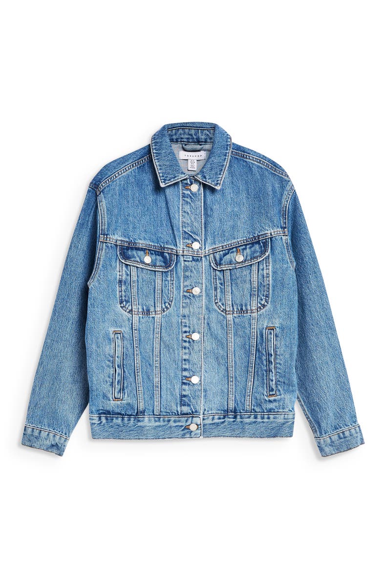 Topshop Oversized Denim Jacket, Alternate, color, 