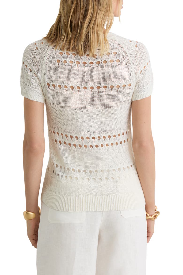 Chloe Linen Openwork Sweater, Alternate, color, WHITE