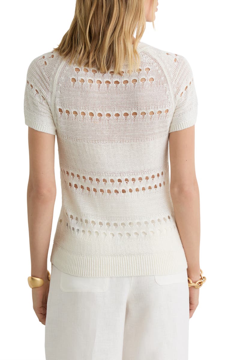 Reiss Chloe Linen Openwork Sweater, Alternate, color, White