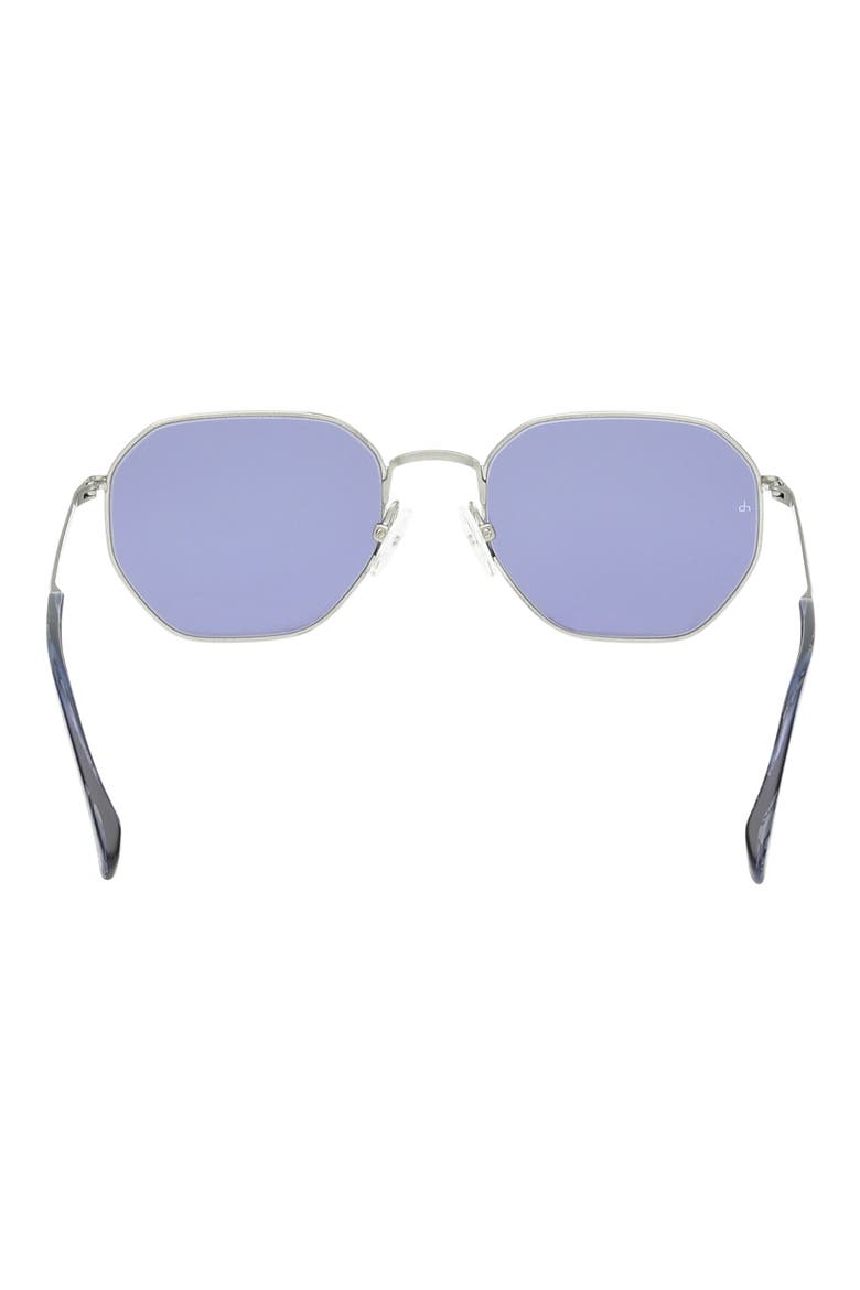 53mm Geometric Sunglasses, Alternate, color, SILVER / NAVY HORN / BLUE
