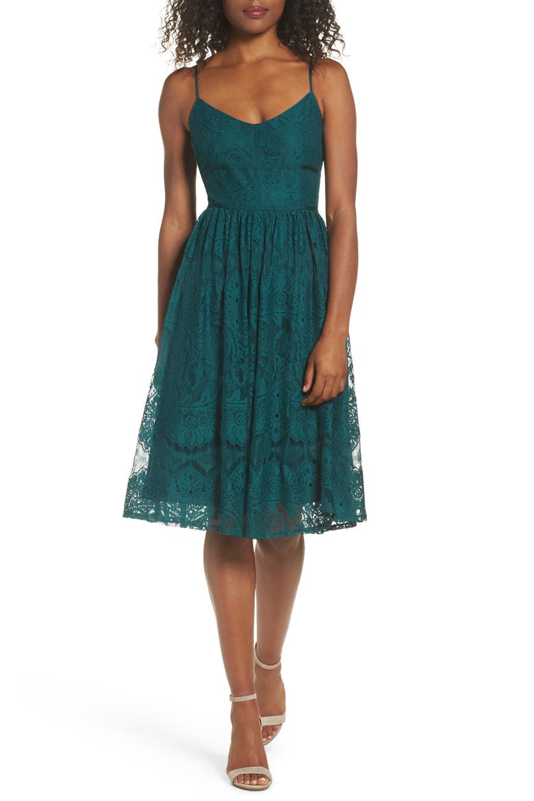 BB Dakota Galena Fit & Flare Dress, Main, color, VERDE