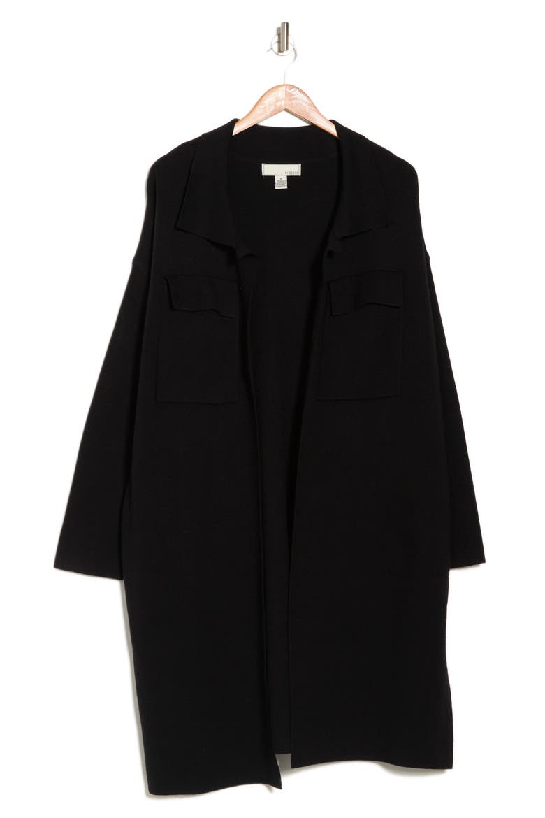 Lola Notch Collar Tunic Cardigan, Alternate, color, BLACK