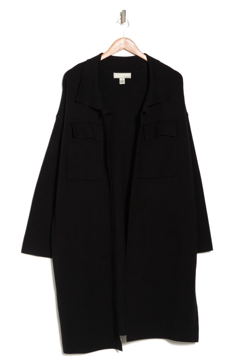 BY DESIGN Lola Notch Collar Tunic Cardigan, Alternate, color, Black