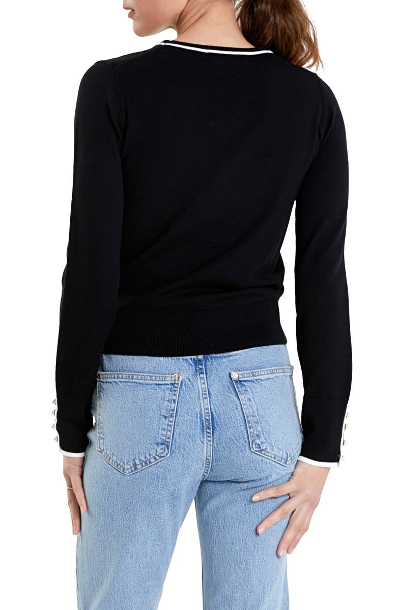 English Factory Button Detail Tipped Sweater, Alternate, color, 