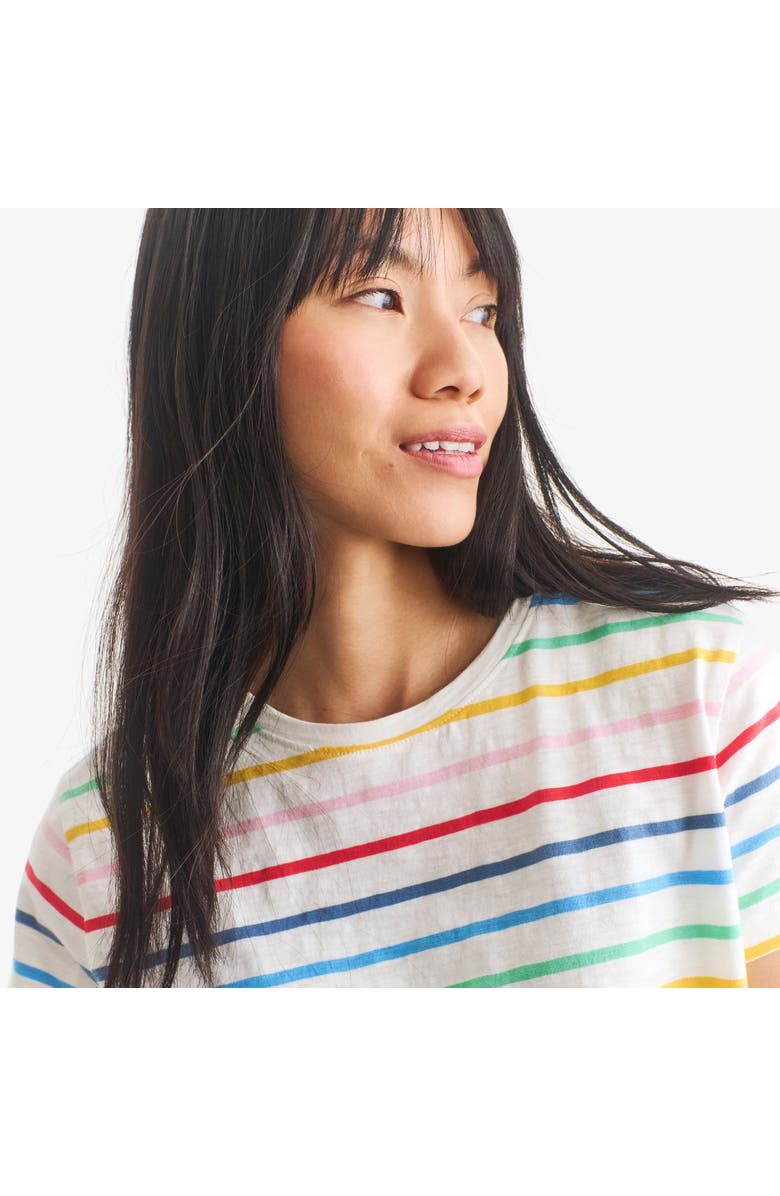 Primary Adult Rainbow Stripe Easy Tee, Alternate, color, Ivory Rainbow Sunrise Stripe