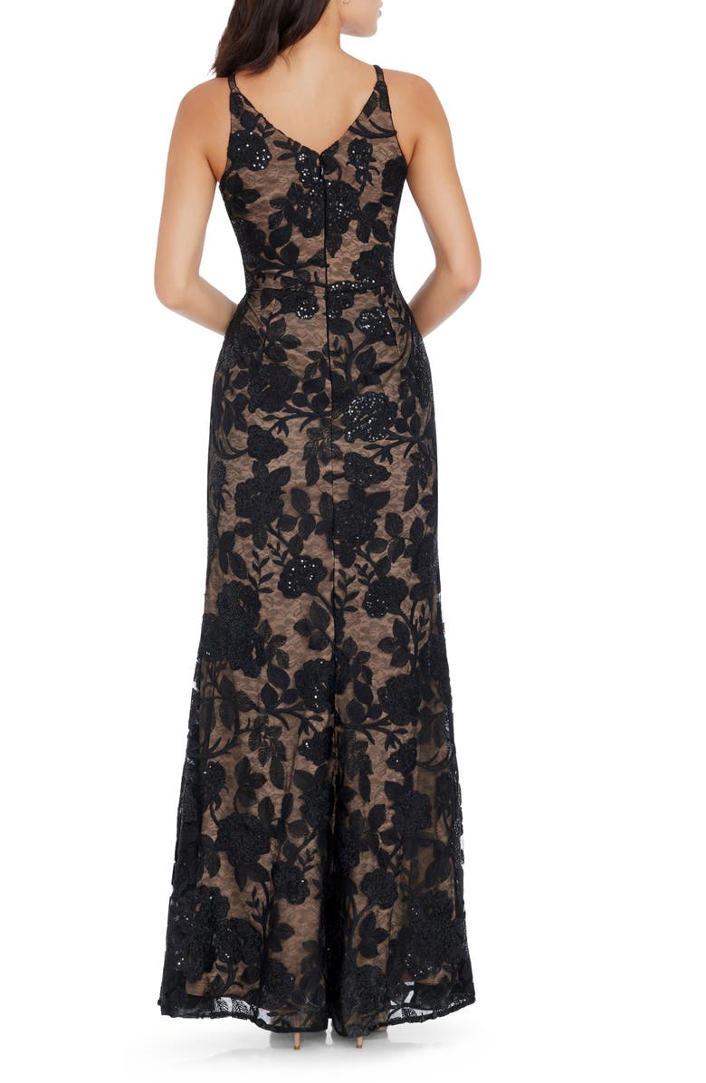 Dress the Population Sharon Floral Sequin Sleeveless Mermaid Gown, Alternate, color, Black Multi
