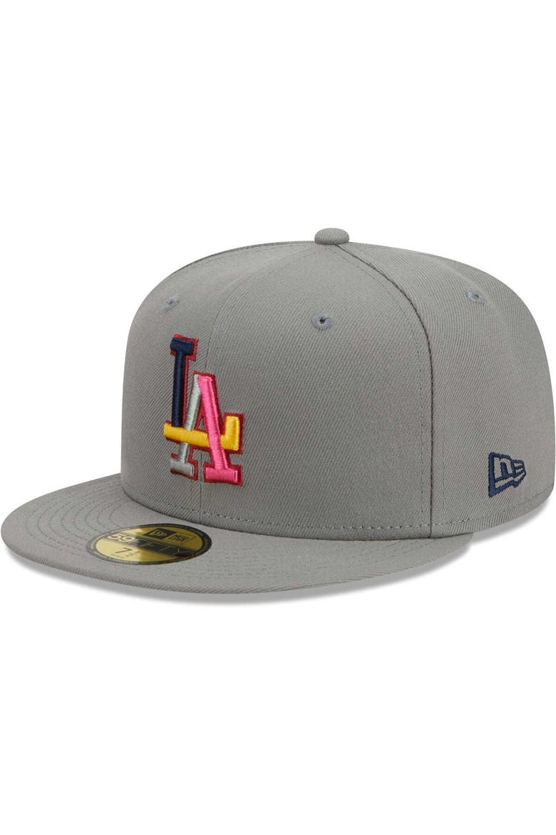 Men's New Era Gray Los Angeles Dodgers Color Pack 59FIFTY Fitted Hat, Alternate, color, Gray