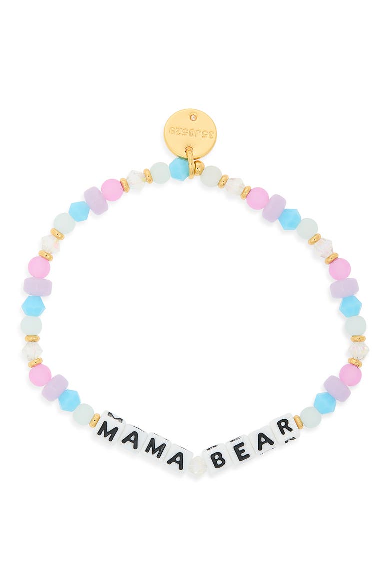 Mama Bear Beaded Stretch Bracelet, Main, color, PINK