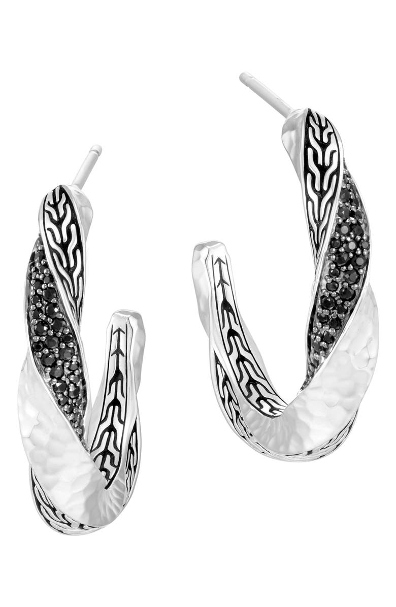 John Hardy Classic Chain Twisted Diamond Hoop Earrings, Main, color,