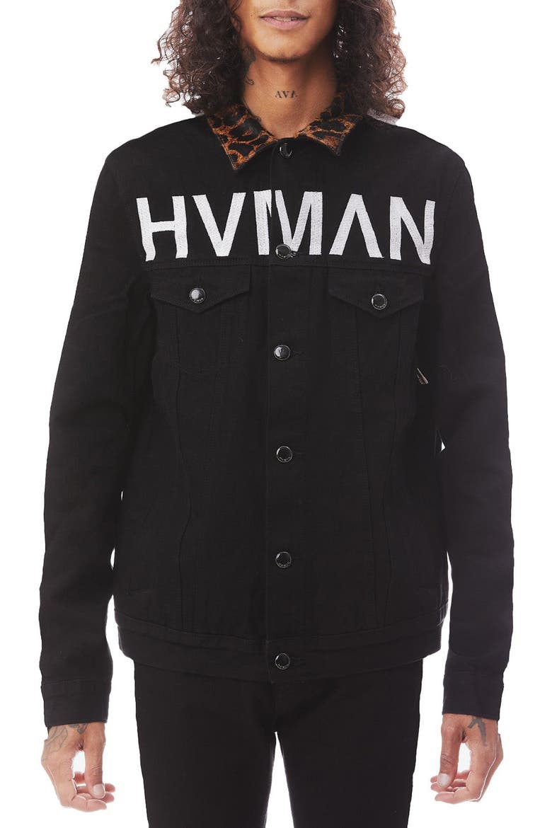 MK1 Stripe Denim Trucker Jacket, Main, color, BLACK