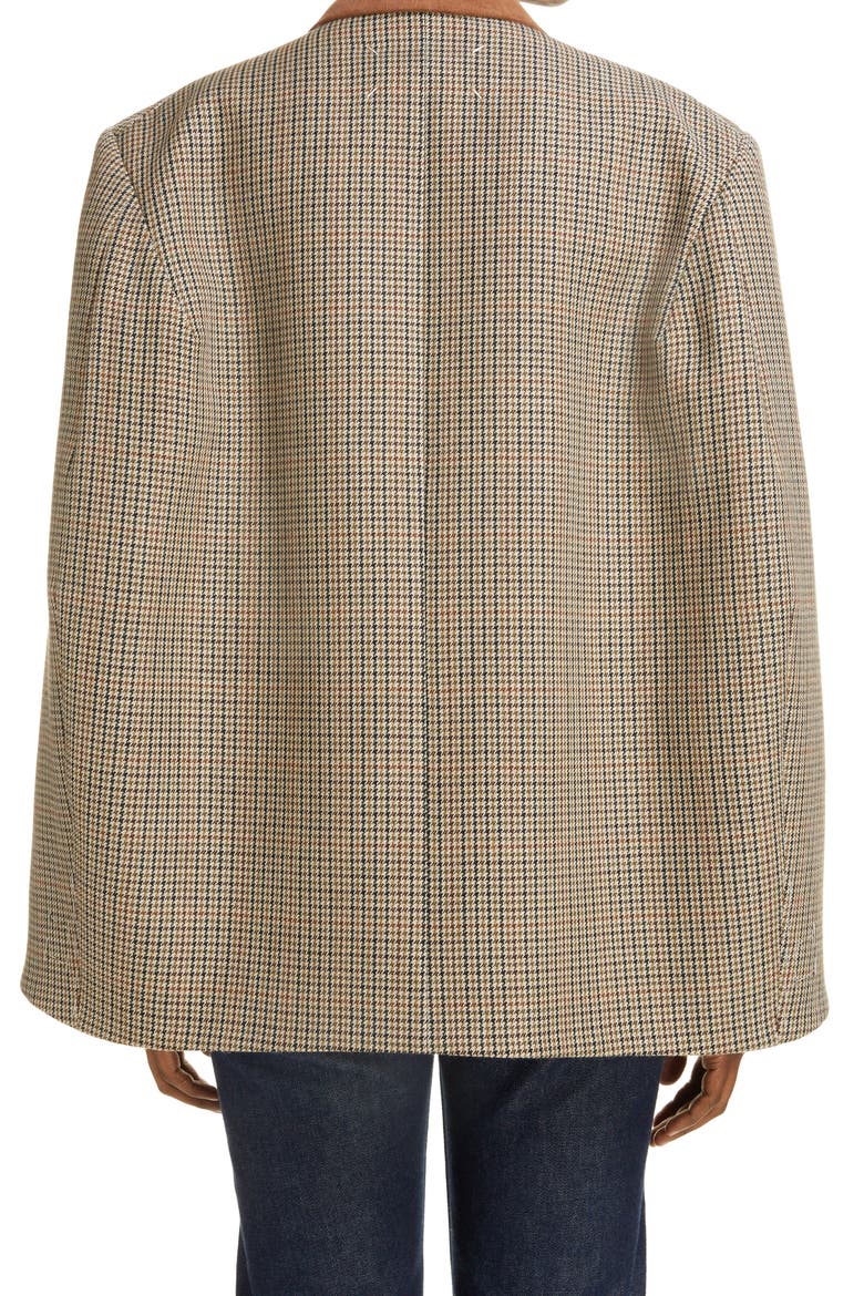 Microhoundstooth Check Virgin Wool Cape Blazer, Alternate, color, BROWN/ CAMEL CHECK